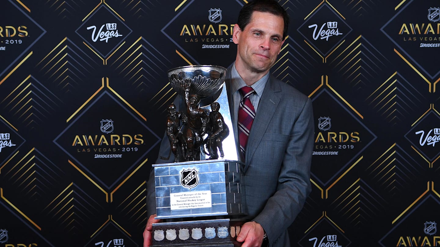 Jun 19, 2019; Las Vegas, NV, USA; Boston Bruins General Manager Don Sweeney was named NHL General Manager of the year during the 2019 NHL Awards at Mandalay Bay. Mandatory Credit: Stephen R. Sylvanie-Imagn Images