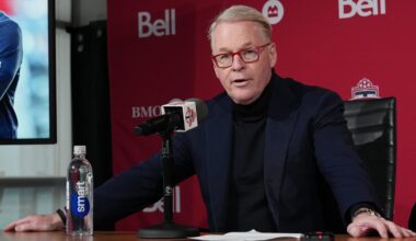 Jan 15, 2025; Toronto, Ontario, CAN; MLSE President and CEO Keith Pelley speaks to the media during the press conference at BMO Training Ground. Mandatory Credit: Nick Turchiaro-Imagn Images