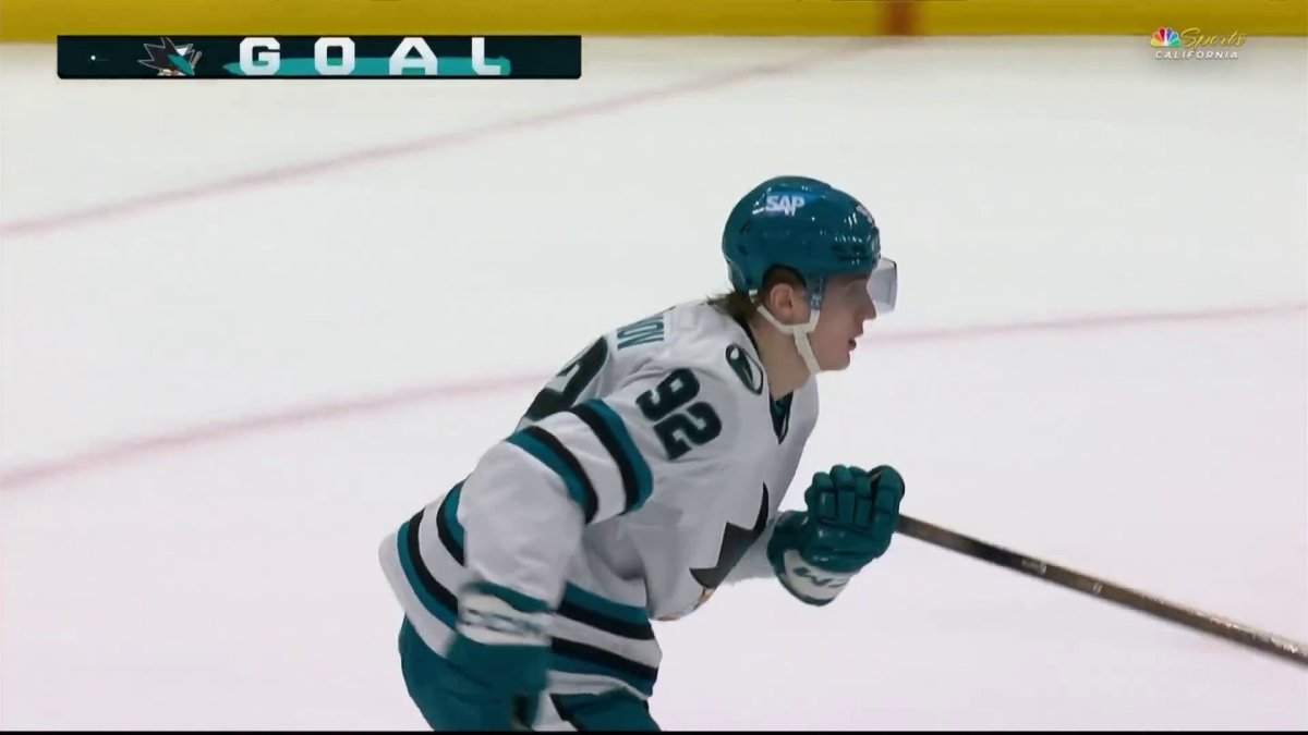 Sharks' Igor Chernyshov scores game-tying goal in first period vs. Blue Jackets