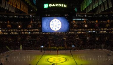 Jumbotron at TD Garden during Boston Bruins game