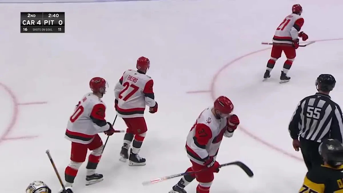 Seth Jarvis with a Powerplay Goal vs. Pittsburgh Penguins