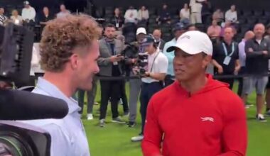 Matthew Tkachuk meets Tiger Woods at TGL Finals