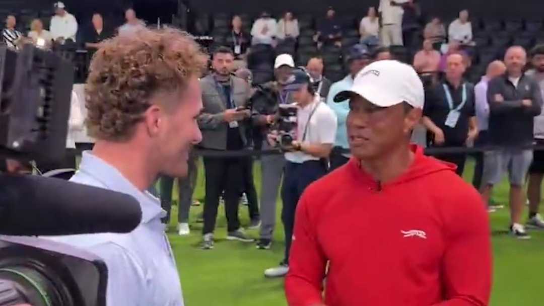 Matthew Tkachuk meets Tiger Woods at TGL Finals