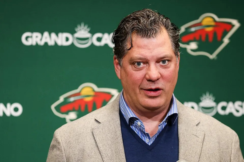 Minnesota Wild general manager Bill Guerin talks to the media prior to an NHL hockey game between the Wild and the Ottawa Senators, Saturday, Dec. 13, 2025. AP