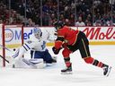 Ottawa Senators' Claude Giroux scores on Toronto Maple Leafs goaltender Joseph Woll during the second period of an NHL game in Ottawa on Mar. 21, 2026.