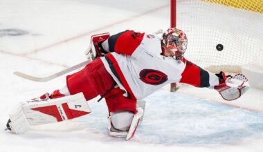 Caufield scores his 44th and Dobes makes 41 saves to lead Canadiens past Hurricanes 5-2