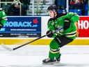 Braeden Cootes, the Vancouver Canucks prospect who's playing for the Prince Albert Raiders. Prince Albert starts the playoffs this weekend. 
Credit: Mark Peterson / Prince Albert Raiders.
