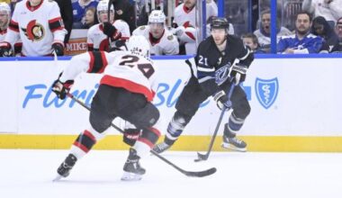 Lightning score two late goals in victory over Senators