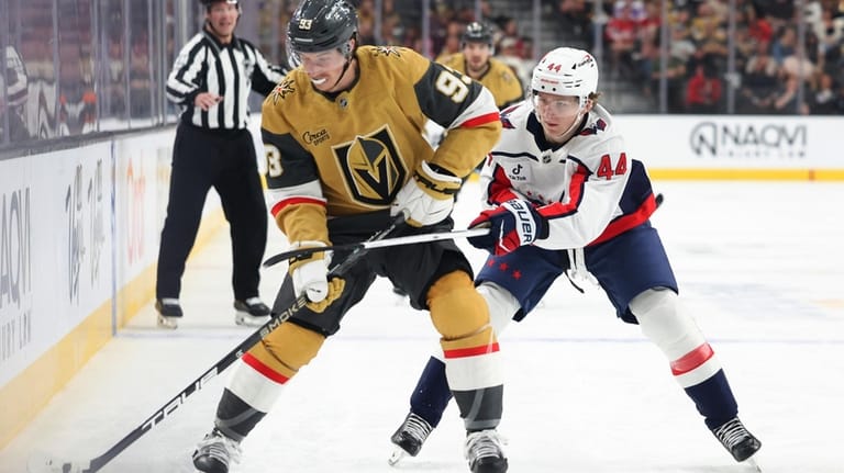 Vegas Golden Knights right wing Mitch Marner (93) skates against...