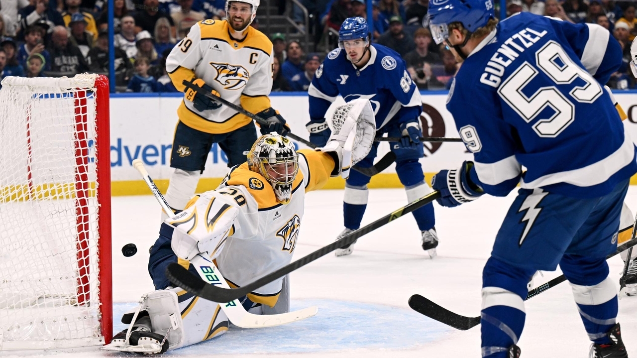 Jake Guentzel's goal, 2 assists lead Lightning over Predators 3-2
