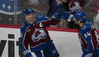 Nazem Kadri scores twice as part of a 26-shot, 5-goal 1st period to help Avalanche beat Flames 9-2