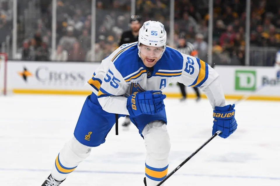 Colton Parayko skates during the Blues’ road loss to the Bruins at TD Garden on Dec. 4, 2025 in Boston. NHLI via Getty Images