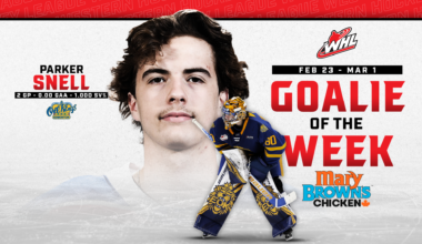 2026 NHL Draft-eligible netminder Snell named Mary Brown's Chicken WHL Goaltender of the Week