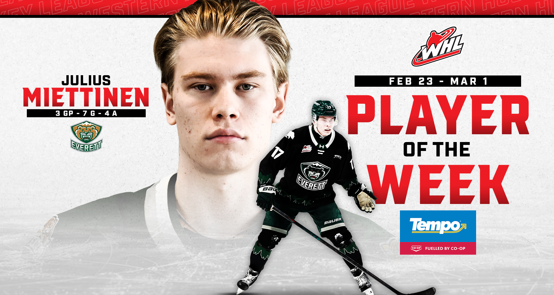 Seattle Kraken prospect Miettinen named Tempo WHL Player of the Week, Fuelled by Co-op