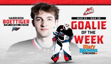 2026 NHL Draft-eligible netminder Boettiger named Mary Brown's Chicken WHL Goaltender of the Week