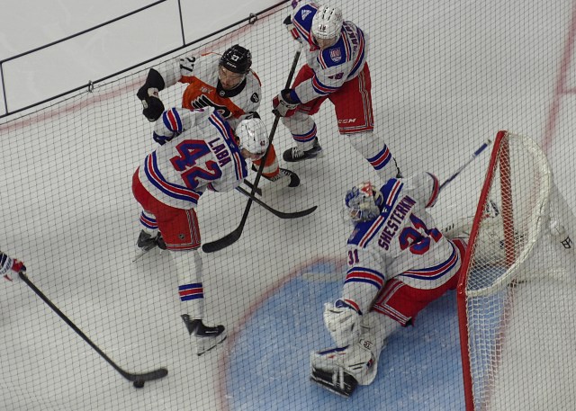 Rangers goalie Igor Shesterkin vs the Philadelphia Flyers