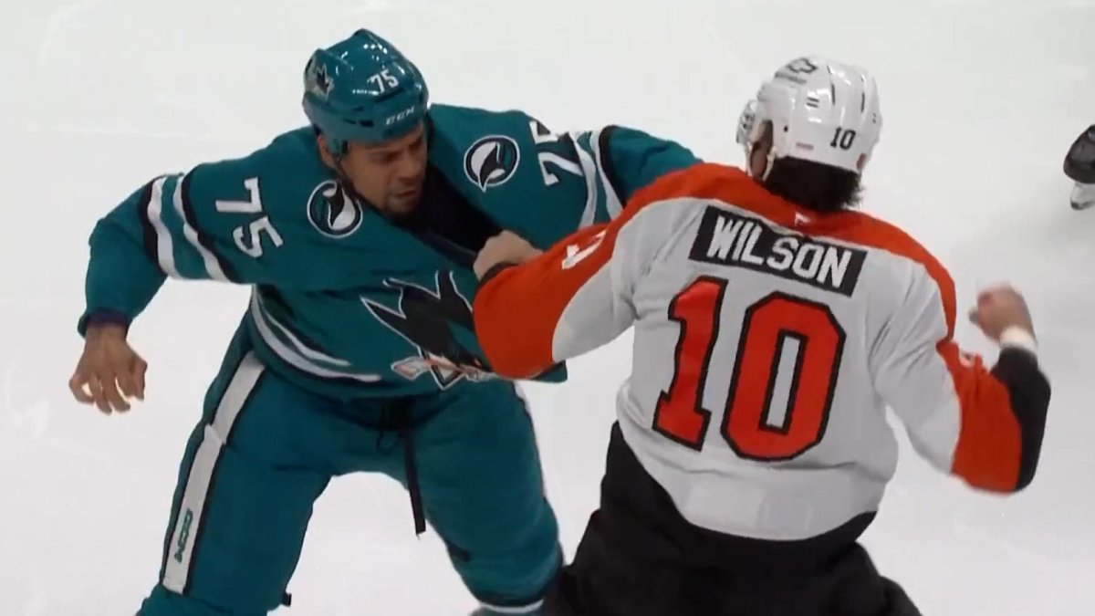 Watch Garrett Wilson fight Ryan Reaves in Flyers vs. Sharks – NBC Sports Philadelphia