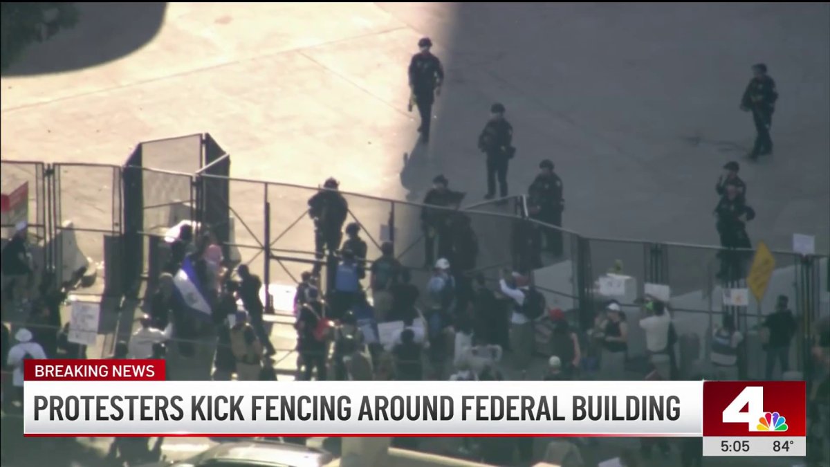 Protesters surround LA federal building amid ‘No Kings’ protests – NBC Los Angeles