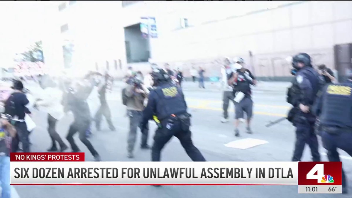 Six dozen people arrested after ‘No Kings’ protest in downtown LA – NBC Los Angeles