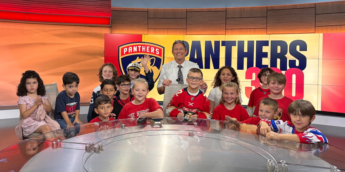 Florida Panthers Kids Club visits WPTV studio