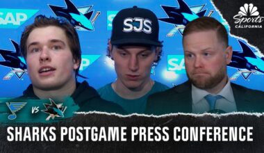 Warsofsky, Celebrini, and more Sharks react to win vs. Blues – NBC Sports Bay Area & California