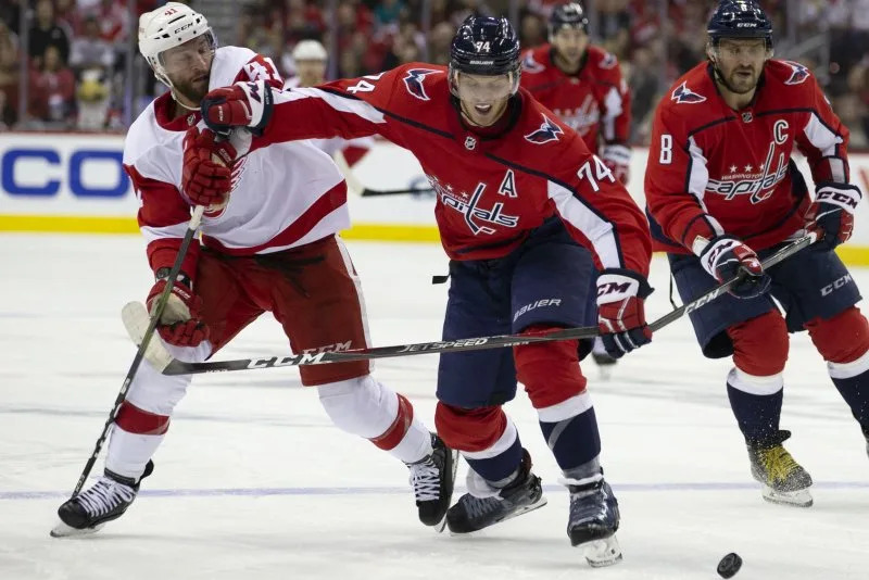 Defenseman John Carlson (C) totaled 10 goals and 36 assists through 55 appearances this season for the Washington Capitals. File Photo by Alex Edelman/UPI