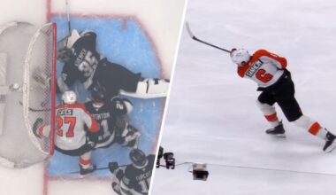 Cates, Sanheim score twice in three minutes to give Flyers the lead over Kings