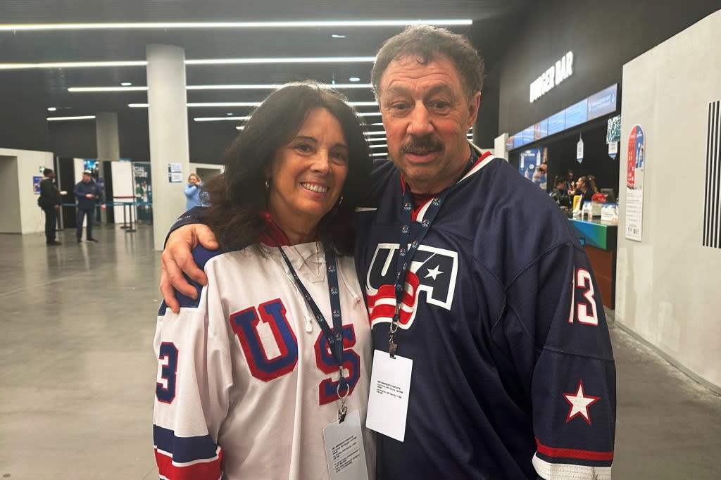 Johnny Gaudreau’s parents, Jane and Guy, at the Olympics. AP