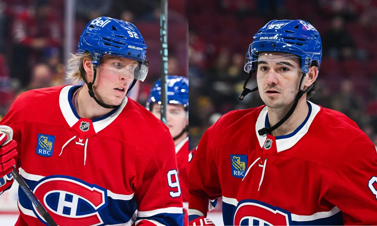 Montreal Canadiens left wing Alexandre Texier (85) looks on during warm-up before the game against the Vancouver Canucks at Bell Centre.