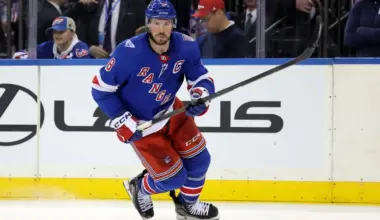 New York Rangers left wing J.T. Miller (8) skates against the Columbus Blue Jackets during overtime at Madison Square Garden.