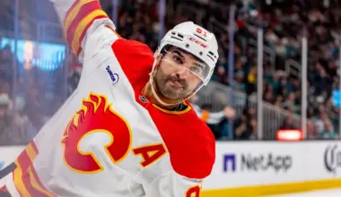 Calgary Flames center Nazem Kadri (91) celebrates his goal during the third period against the San Jose Sharks at SAP Center at San Jose.