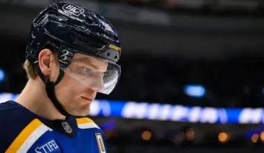 St. Louis Blues defenseman Colton Parayko (55) looks on during the first period against the Dallas Stars at Enterprise Center