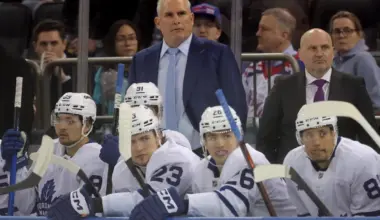 Toronto Maple Leafs head coach Craig Berube coaches against the New York Rangers during the first period at Madison Square Garden