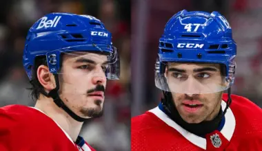 Montreal Canadiens defenseman Arber Xhekaj (72) looks on against the Vancouver Canucks during the first period at Bell Centre. Montreal Canadiens defenseman Jayden Struble.