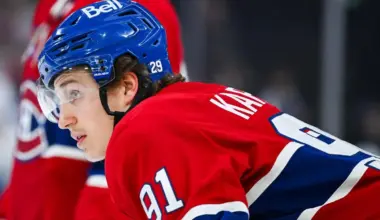 Montreal Canadiens center Oliver Kapanen (91) looks on during warm-up before the game against the Vancouver Canucks at Bell Centre.