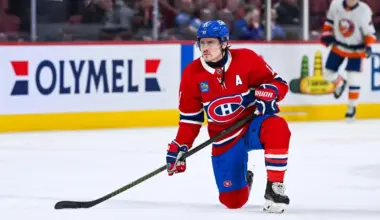 Montreal Canadiens right wing Brendan Gallagher (11) kneels on the ice during warm-up before the game against the New York Islanders at Bell Centre.