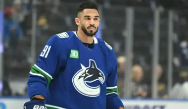 Vancouver Canucks left wing Evander Kane (91) during warm up at Rogers Arena against the Nashville Predators