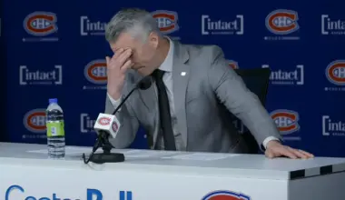 Photo of Martin St-Louis during press conference following Canadiens loss to Ducks at Bell Centre.