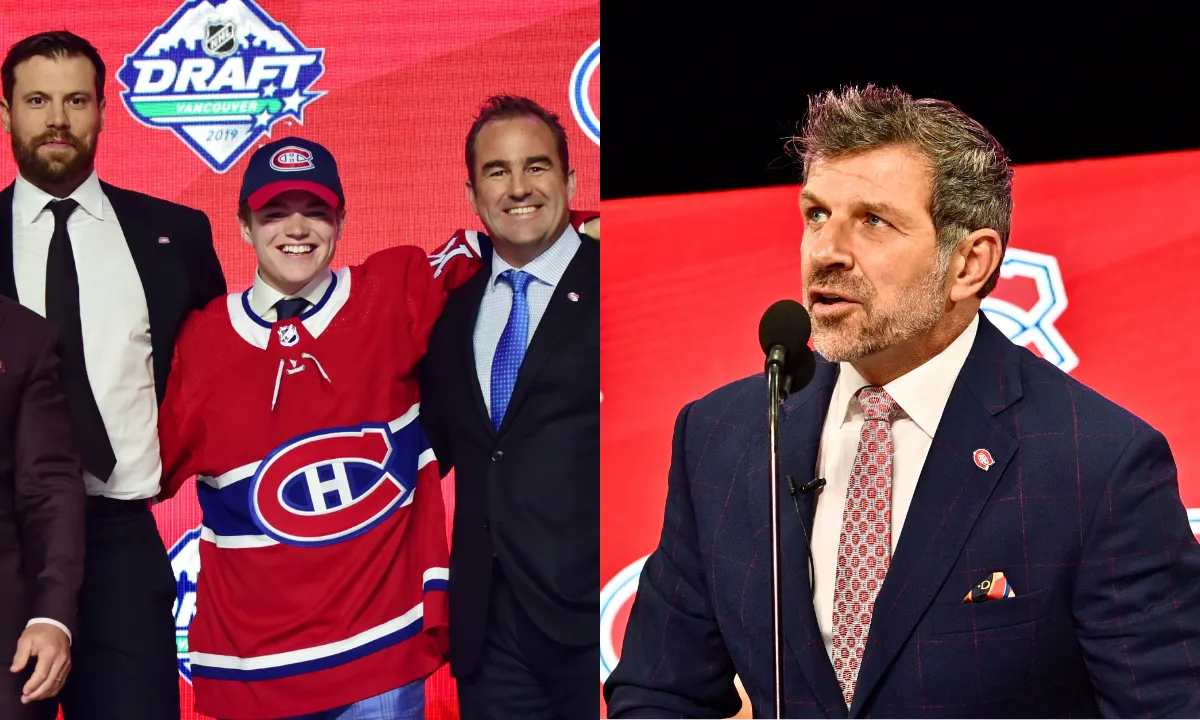 Cole Caufield after being selected as the number fifteen overall pick to the Montreal Canadiens in the first round of the 2019 NHL Draft at Rogers Arena.