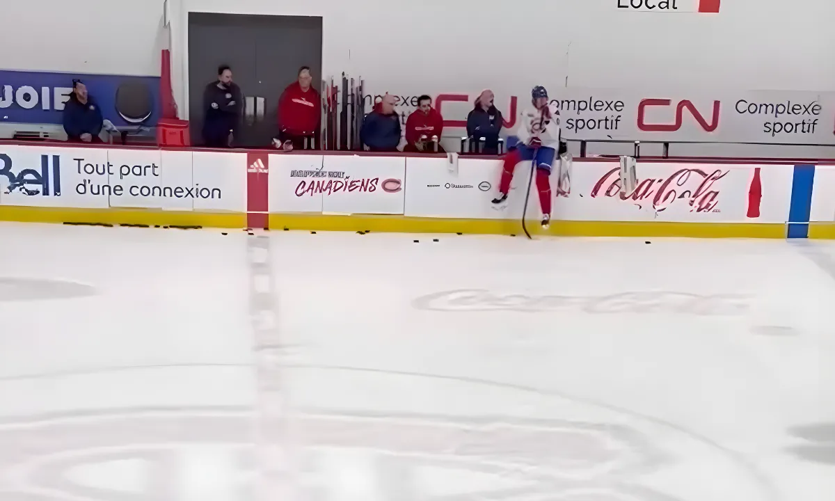 Photo of Patrik Laine at Canadiens practice in Brossard.