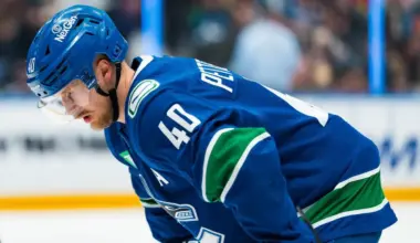 Vancouver Canucks forward Elias Pettersson (40) prepares for a face off against the Ottawa Senators in the second period at Rogers Arena.