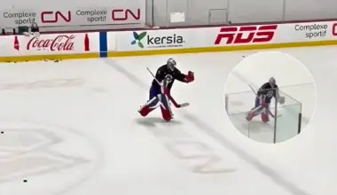 Photo of Jakub Dobes at Canadiens practice in Brossard.