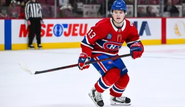 Montreal Canadiens right wing Cole Caufield (13) skates against the Boston Bruins during overtime at Bell Centre.