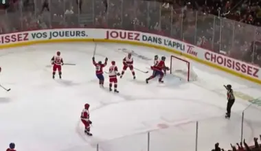 Photo of Cole Caufield and Juraj Slafkovsky goal vs Hurricanes.