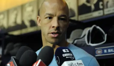 Montreal Canadiens forward Manny Malhotra (20) faces the media during a press conference at the Bell Sports Complex.