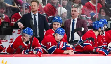 Montreal Canadiens head coach Martin St. Louis watches the play from the bench against the New York Islanders during the third period at the Bell Centre.