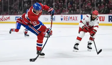 Montreal Canadiens right wing Patrik Laine (92) shoots the puck against the Carolina Hurricanes in the third period at Bell Centre.