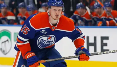 Edmonton Oilers forward Roby Jarventie (15) follows the play against the Tampa Bay Lightning at Rogers Place