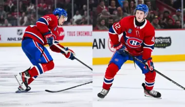 Montreal Canadiens defenseman Adam Engstrom (42) plays the puck against the Ottawa Senators during the second period at Bell Centre.