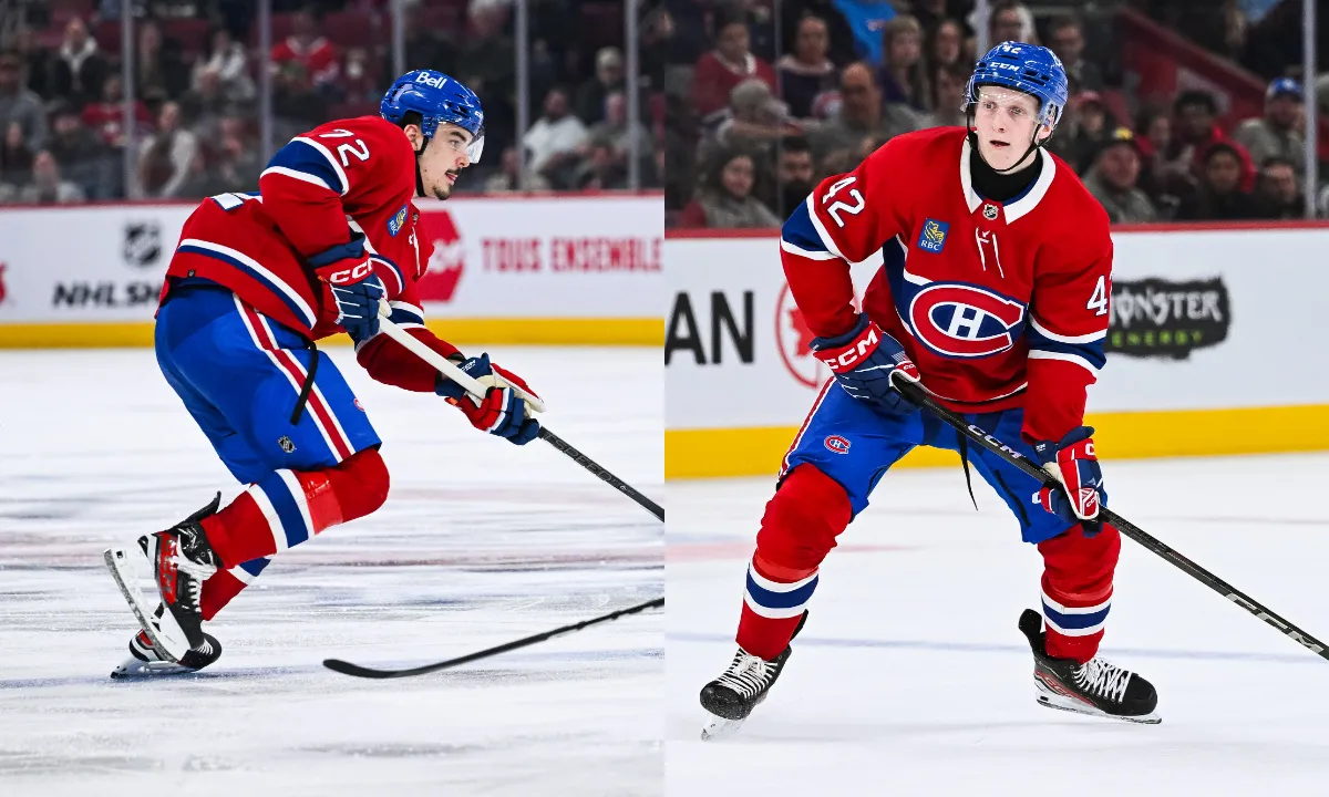 Montreal Canadiens defenseman Adam Engstrom (42) plays the puck against the Ottawa Senators during the second period at Bell Centre.